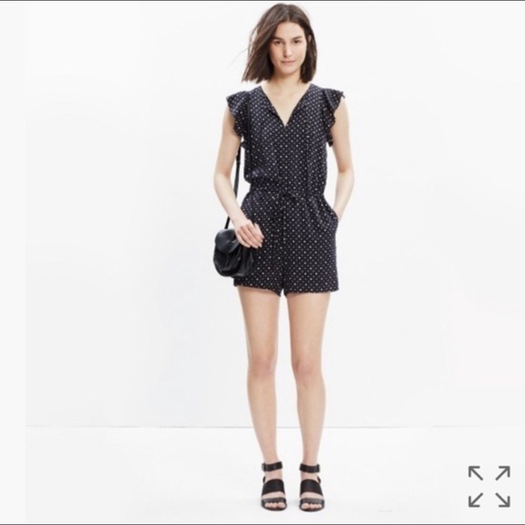 Madewell Pants - Madewell Petalplay Dotmix Silk Romper